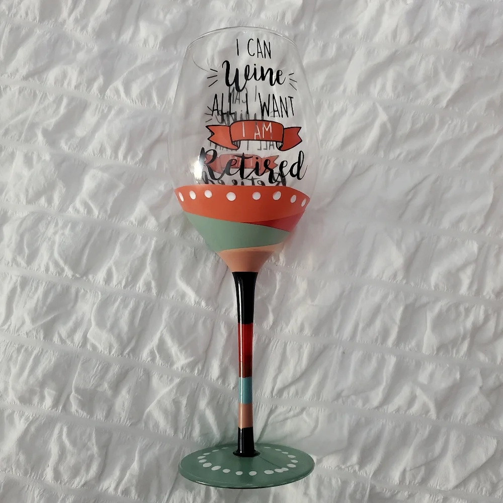 Retirement Wine Glass Gift Box - Green and Red